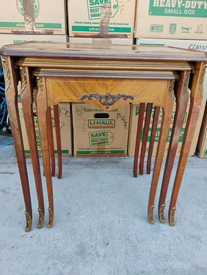 SET 3 Antique French Style  Veneer Nesting Tables - Image 1 of 4