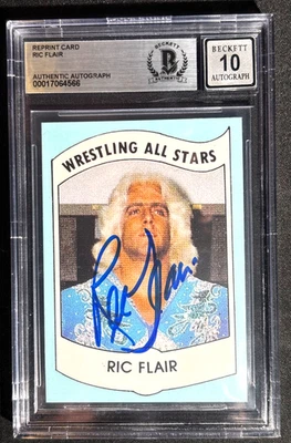 Ric Flair Auto Wrestling All Stars Reimpresión Beckett 10 WWE WCW NWA HOF Leyenda Foto 1 de 3