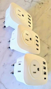 3 European Plug Adapter Travel 2 AC 100-250v, 3 USB with a Type C by Andtronic - Picture 1 of 7