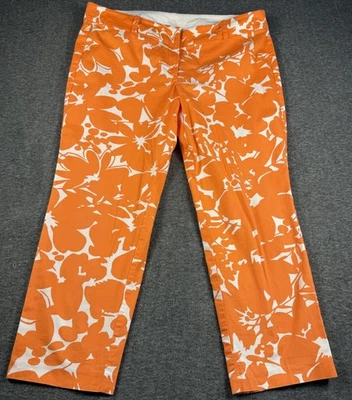 Pantalones Cortos Ann Taylor Carnegie Mujer 14 Naranja/Blanco Estampado Algodón Elástico Usados en Excelente Condición Foto 1 de 4