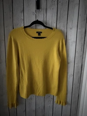 Suéter Halógeno Amarillo Festoneado Cuello Redondo Talla Grande Foto 1 de 4