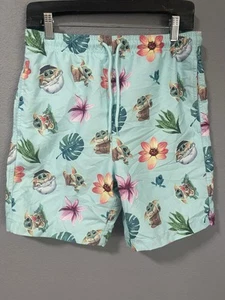 Star Wars Shorts Mens small Blue The Mandalorian Swim Trunks Baby Yoda Blue - Picture 1 of 5