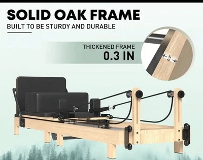 Plegable Pilates Reformer Roble Madera Hogar Pilates Equipo Estudio Gimnasio Foto 1 de 4