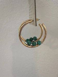 Goldene Creolen und grüne Türkis Ohrringe - Anthropologie - NEU! - Bild 1 von 9