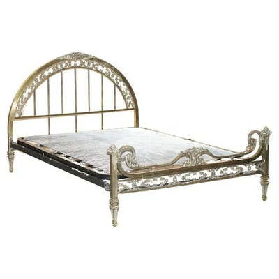 SUPER RARE ANTIQUE FRENCH CIRCA 1900 SOLID BRASS DOUBLE BED FRAME MUST SEE PICS - Image 1 of 4