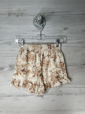 Abercrombie Fitch Shorts Womens Small Cream Brown Elastic Pockets High Rise - Image 1 of 4