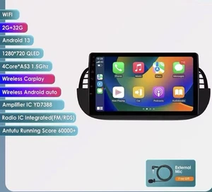 P1L Wireless CarPlay Android AutoRadio per FIAT 500 (2007-2014) Colore Nero - Foto 1 di 8