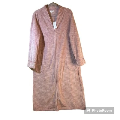 Bata Charter Club Frontal Cremallera Talla Grande Rosa Acolchada Nueva con Etiquetas Longitud Completa Cabincore Acogedora Foto 1 de 4