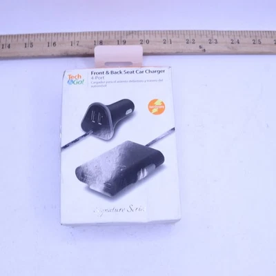 Tech and Go 4-Port Front and Back Seat Charger 9.6 Amp Black/Braided with Matte - Image 1 of 4