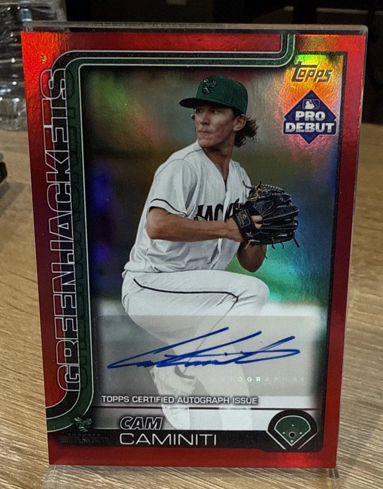 2025 Topps Pro Debut Cam Caminiti Red Foil auto #d /10  - Braves #1 Prospect - Image 1 of 3