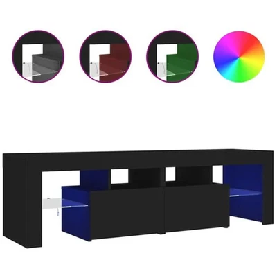 TV-Schrank 140x36,5x40 cm schwarz Holzwerkstoff mit RGB LED Beleuchtung Stauraum - Bild 1 von 4