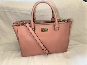Michael Kors Kellen Medium Saffiano Leather Satchel Tote Bag Purse Pink - Picture 1 of 12