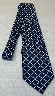 Corbata de hombre BVLGARI Sevenfold 100 % seda italiana de lujo geométrica azul Foto 1 de 4
