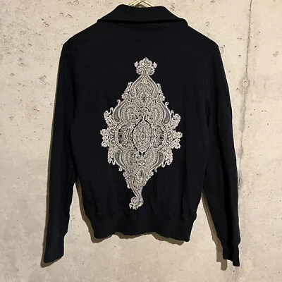 Chaqueta Suéter Pink Lotus Mujer Cremallera Completa Talla XL Negra con Brillo, Diseño Espalda Foto 1 de 4