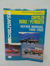 Dodge Chrysler Plymouth Jeep Car Truck 1988-1992 Shop Service Repair Manual Book