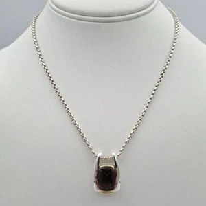 Lorenzo 17" 925 Sterling Silver & 18K Yellow Gold Two-Tone Smoky Quartz Necklace - Picture 1 of 12