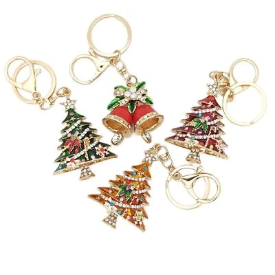 Llavero Árbol de Navidad Cristal Oro Rosa Campana de Navidad Llavero Dije Regalo para Mujer Foto 1 de 4