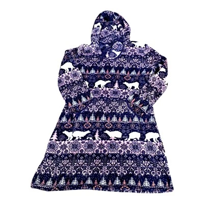 Camisón Nautica para mujer M capucha de felpa Fair Island Bear suave bata de peluche salón Foto 1 de 4
