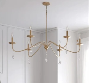 Park Harbor PHHL6488BG Candler 6 Light 27" Wide Elongated Crystal Chandelier - Picture 1 of 12