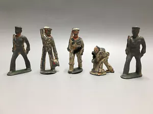 5 Vintage Lead Sailor Navy Figures - Manoil/Barclay - For Restoration - Picture 1 of 7