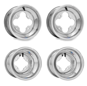 DWT POLISHED A5 10" FRONT 10" 10X10 REAR WHEELS RIMS LTR450 LTZ400 KFX450R KFX40 - Picture 1 of 2