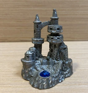 Spoontiques Pewter Castle With Blue Stone 2 1/8in C/M 489 Vintage Collectible - Picture 1 of 5