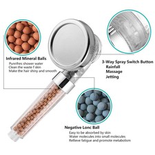 Us New Adjustable 3 Mode High Pressure Stone Stream Handheld Shower Head Water