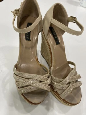 Zapatos de mujer Bestelle talla 5,5 cuñas plataforma sandalias alpargatas correas brillantes Foto 1 de 4