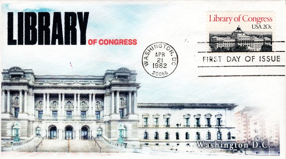 AO-2004, 1982, Library of Congress, Add-on Cachet, First Day Cover, Standard Pos - Image 1 of 1