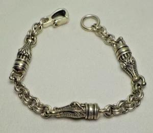 BARRY KIESELSTEIN CORD STERLING SILVER ALLIGATOR HEAVY BRACELET RARE FIND - Picture 1 of 10
