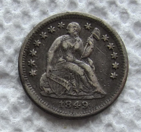 1849-O Seated Liberty Silver Half Dime Rare Key Date New Orleans XF Detail Pits Cover