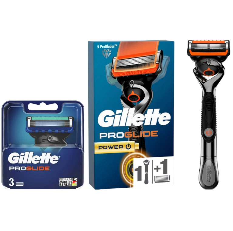 3 lamette da barba Gillette ProGlide + rasoio Progliede Power con lama confezione originale - Immagine 1 di 1