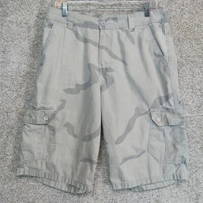 Pantalones Cortos Máquina Para Hombre 34 Gris Camuflaje Lona Alto Bolsillos Carga Foto 1 de 4