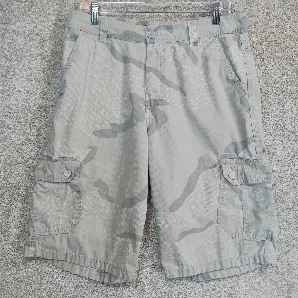 Pantalones Cortos Máquina Para Hombre 34 Gris Camuflaje Lona Alto Bolsillos Carga Foto 1 de 4