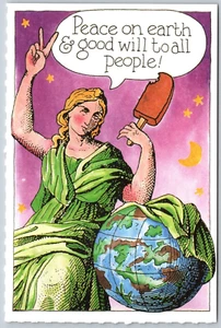Postcard Ben & Jerry's Peace on Earth Good Will to All People Art 1991 - Picture 1 of 2