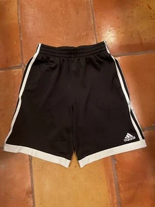 Adidas Black Shorts With white Tri Stripe Sides Size Boys Youth Medium 10/12 - Picture 1 of 3