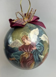 ENESCO Decopage Angels Ball Ornament by Patricia Reach ~ 1992 ~ Size 3” - Picture 1 of 3