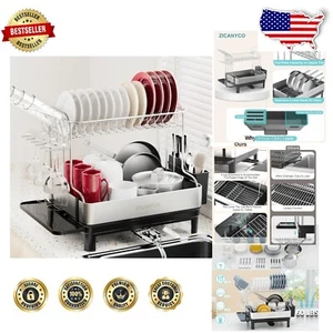 Elegant Space-Saving Dish Drainer Rack for Kitchen with Cup and Utensil Holders - Picture 1 of 7