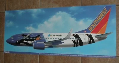 SOUTHWEST AIRLINES POSTER PENGUIN ONE SEA WORLD BOEING 737 - Image 1 of 3