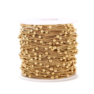 5meters Stainless Steel Satellite Ball Curb Beaded Chains for DIY Jewelry Making - Picture 1 of 10