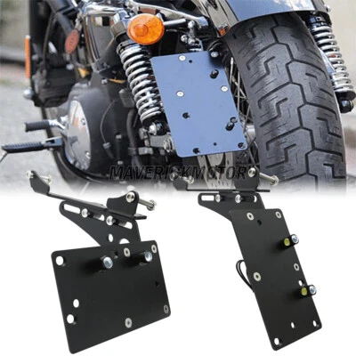 For Sportster XL 883 1200 48 72 Tail LED Side Mount License Plate Holder Bracket - Image 1 of 4