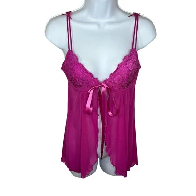 Lencería Babydoll Rosa Cabernet Mediana Encaje Alambre para Dormir Con Aros Glam Barbiecore Foto 1 de 4