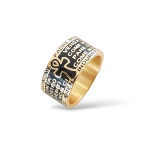 Anillo Hombre Mujer Unisex Oración Padre Nuestro de Plata 925‰ Dorado - Imagen 1 de 2