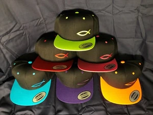 Christian Edge Apparel Ichthys Fish Hat 6 Panel Snapback Two-Tone Jesus BaseBall - Picture 1 of 71