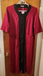 Ekouaer Women's Zip Front Full Length Red Nightgown Housecoat Robe Sz Large - Picture 1 of 9