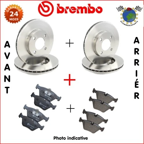 Kit Complet Disques Et Plaquettes Avant + Arrière Brembo Pour Peugeot 207 Coe - Photo 1/3