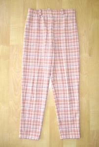 Pantalones de colección años 60 años 70 a cuadros de óxido de melocotón tejido de polietileno cintura alta pierna cónica 30 in. - Imagen 1 de 2