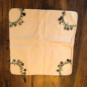 Beige Square Guatemala Pillow Cover, Back Strap Loom 15x15 with Beaded Stars - Picture 1 of 5