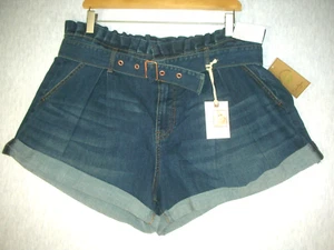 Cintura donna 32 (34) pantaloncini denim sacchetto di carta girovita rotolo polsino vita alta cucitura interna 3" - Foto 1 di 9