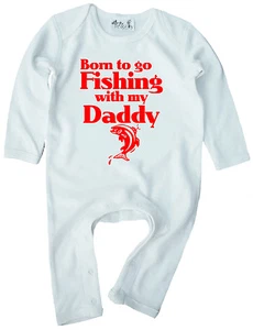 Ropa de pesca para bebé ""Born to go pescando con mi papá"" mono traje padre - Imagen 1 de 8